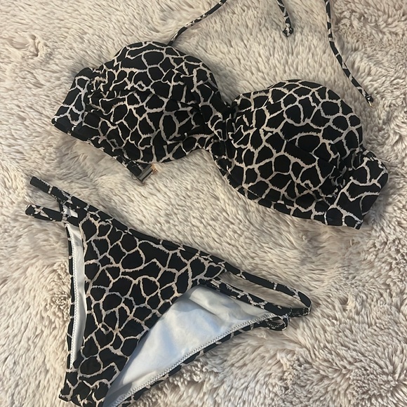 Victorias Secret Animal Snake Print Push-up Swimsuit Bikini 32dd S Small - Picture 2 of 6